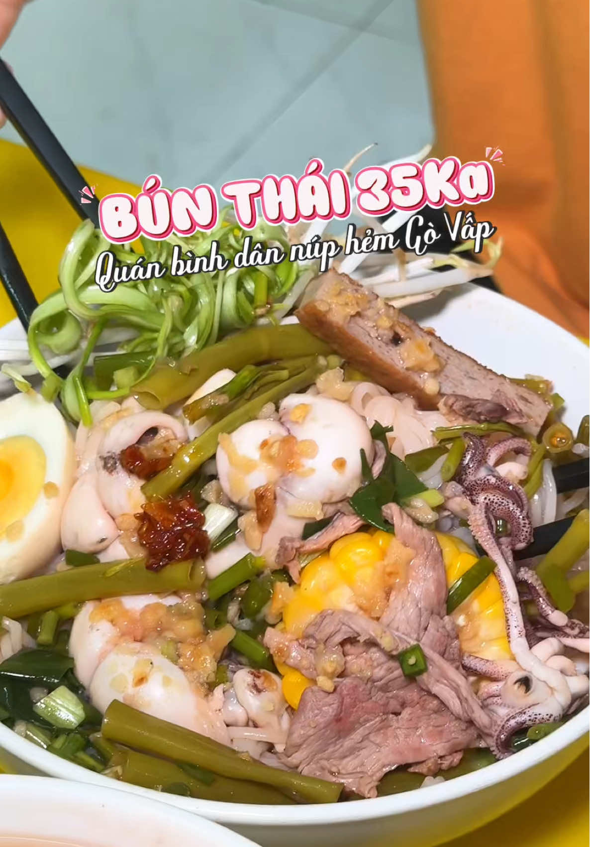Bún Thái 35xu mà topping tràn trề cỡ này qué đã mấy bà ở Gò Vấp ơi🥰🥰 #maibodidau #reviewanngon #foodtiktok #bunthai #hutieumuc 