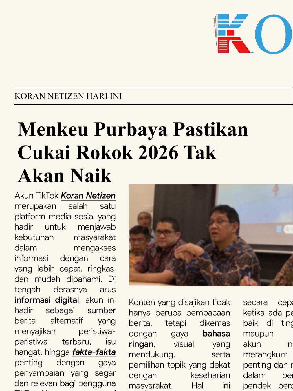 Menkeu Purbaya memutuskan cukai rokok tidak naik pada 2026, setelah mendengarkan masukan dari industri rokok. Tapi di sisi lain, peredaran rokok ilegal masih jadi tantangan besar. Berita Selengkapnya: Kornet.co.id #CukaiRokok #Tarif2026 #PurbayaYudhi #KebijakanPublik #RokokLegal #RokokIlegal #EkonomiIndonesia #BeritaEkonomi