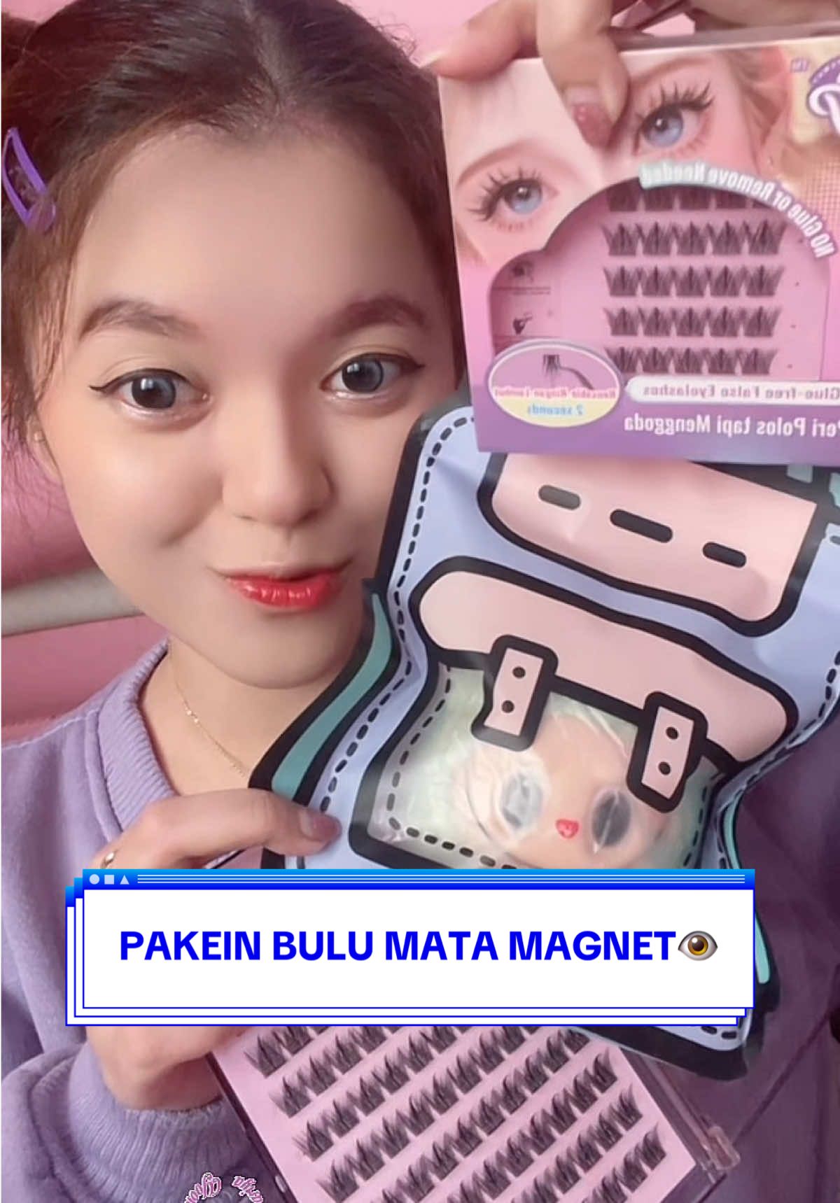 Membalas @Nura PAKEIN BULU MATA MAGNET TANPA LEM DI LABEWBEW FAKE 👀 #fyp #labubu #eyelashes #blinkypawky #ModalKontenDoang 