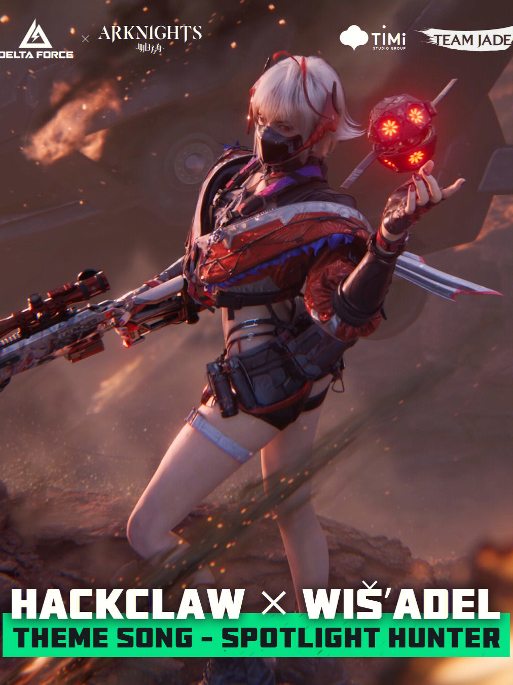 Dancing on the edge, this spotlight hunter is born to hold the blade. Hackclaw's ultimate collab appearance Wiš'adel is now available in store for a limited time along with collab exclusive items including R93 - Wiš'adel and more!