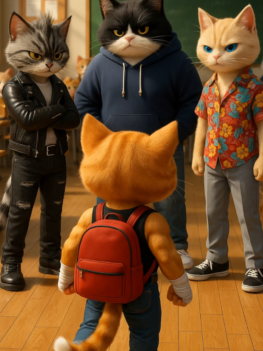 Revenge of bullied cat #fyp #funny #cat #meowdance #kids 