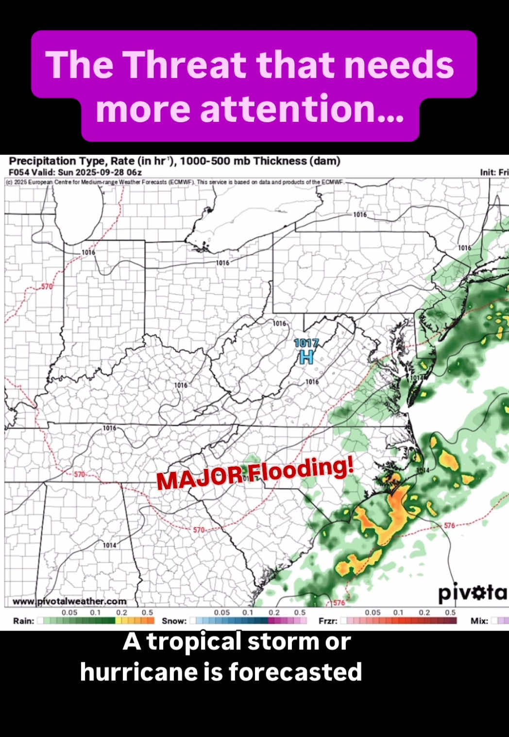 ⚠️ Flooding Threat Growing – Sept 26, 2025 While all eyes are on the potential hurricane, the heavier rainfall and flooding risk is becoming the bigger story. Models show widespread rain totals of 5–10 inches with locally higher amounts possible, leading to: 🌧️ Strong winds & heavy rain ⚡ Power outages 🚗 Travel delays 🌊 Flash flooding concerns This setup could bring major flooding across parts of the Southeast and Mid-Atlantic next week. Stay alert and prepare now. #Flooding #EastCoast #Weather #Rain #StormThreat