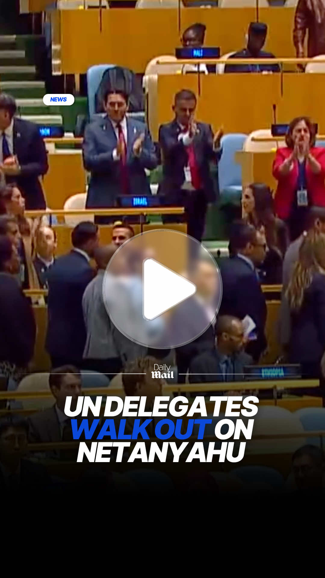 Scores of delegates have stormed out of the UN General Assembly as Benjamin Netanyahu began his speech defending Israel's war in Gaza. Read more at DailyMail. #news #breakingnews #israel #netanyahu #politics 