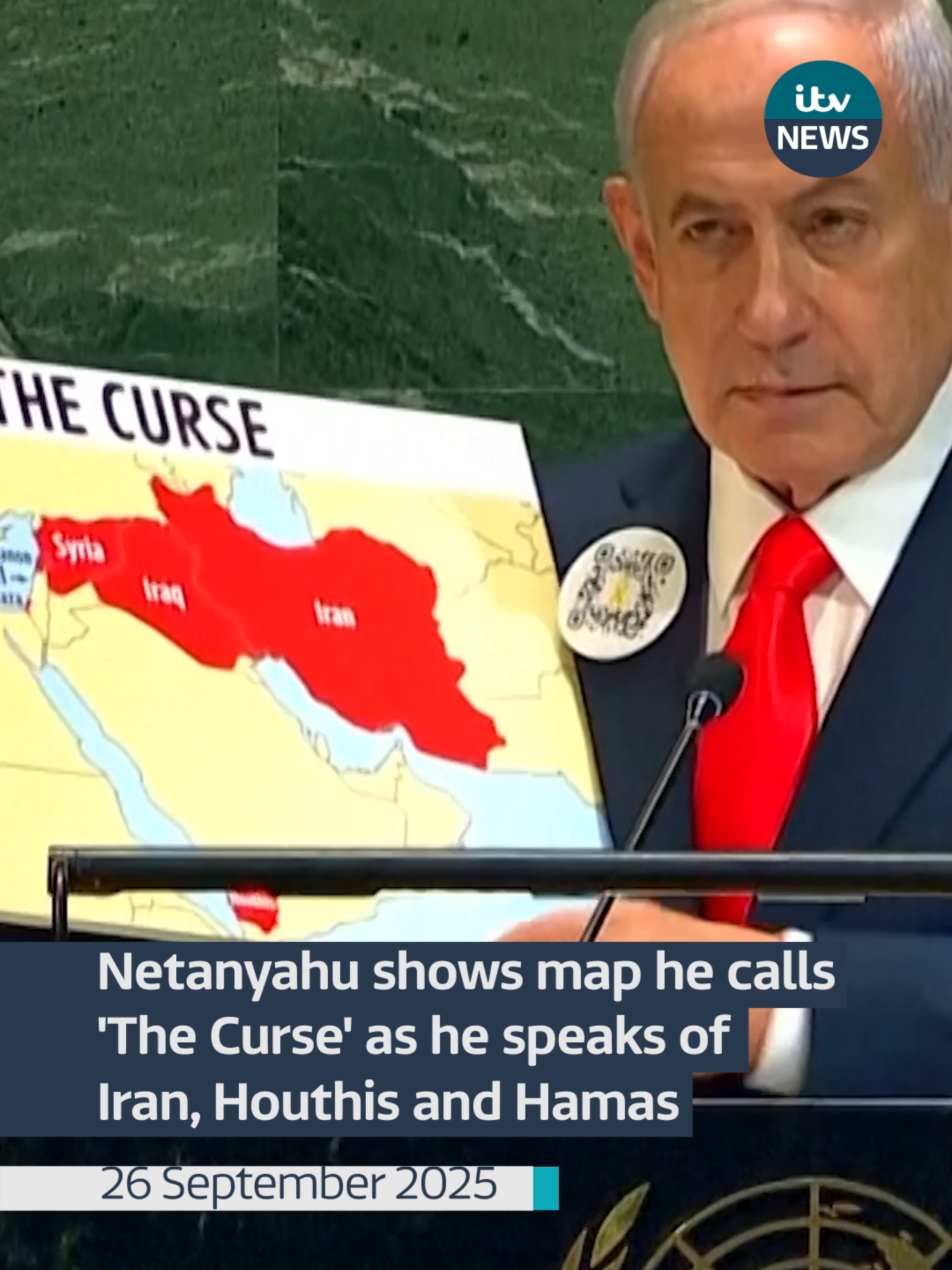 Israeli PM BenjaminNetanyahu brings out a map entitled 