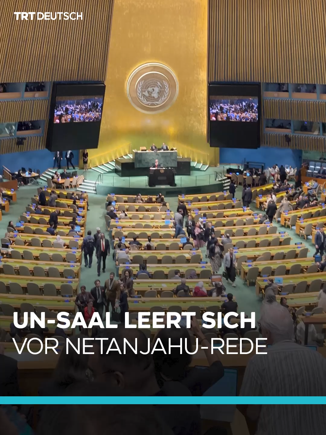 Als Israels Ministerpräsident Benjamin Netanjahu am Freitag zu seiner Rede bei der UN-Generalversammlung in New York antritt, leert sich der Saal.