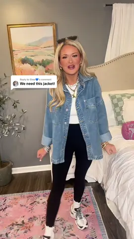 Replying to @Shea💙 the BEST denim jacket!!! #denimjacket #jeanjacket #jacket #leggingsoutfit #closetstaples #oversizedjacket #denimjacketforwomen #womensdenimjacket #classy #comfyoutfit #teachersoftiktok #easyoutfits #casualoutfits #outfitideas 