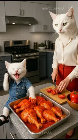 Baby are addicted to mobile and lose some special #magicpaw #aivideo #ai #cat 