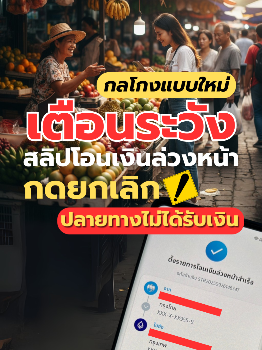 #เตือนภัย #พ่อค้าแม่ค้า #กลโกง #โอนเงิน #มิจฉาชีพ 