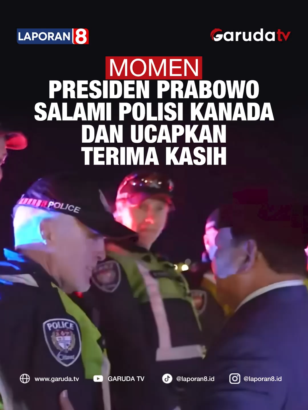 𝐌𝐨𝐦𝐞𝐧 𝐏𝐫𝐞𝐬𝐢𝐝𝐞𝐧 𝐏𝐫𝐚𝐛𝐨𝐰𝐨 𝐒𝐚𝐥𝐚𝐦𝐢 𝐏𝐨𝐥𝐢𝐬𝐢 𝐊𝐚𝐧𝐚𝐝𝐚 𝐃𝐚𝐧 𝐔𝐜𝐚𝐩𝐤𝐚𝐧 𝐓𝐞𝐫𝐢𝐦𝐚 𝐊𝐚𝐬𝐢𝐡 Usai menuntaskan rangkaian agenda kenegaraan di Ottawa, Presiden Prabowo Subianto menyempatkan diri untuk menyampaikan rasa terima kasih. Dengan hangat, beliau menyalami satu per satu aparat kepolisian Kanada yang telah mengawal jalannya kunjungan resmi. Gestur sederhana namun penuh makna ini menjadi bentuk penghargaan atas dedikasi para petugas keamanan. Sekaligus, tindakan tersebut mencerminkan sikap rendah hati dan apresiatif dari seorang pemimpin negara. Video | Naskah: Sekretariat Presiden (yt) | Yayat Editor | Admin: Gigih | Farraa Saksikan Garuda TV di Free to Air atau Streaming melalui: www.garuda.tv | YouTube Garuda TV | Aplikasi Vidio | WeTV (Wewatch) | IndiHome CH111 | Transvision CH824 | FirstMedia CH45 #garudatv #laporan8 #Prabowo #Belanda #Diplomasi #Kanada