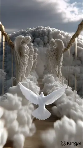 White dove in heaven. The video was created with the help of @Kling AI  .  #KlingAlTurbo #klingai #kreatewithkling #angel #heaven 