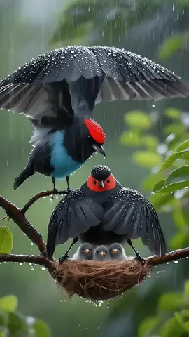Mother bird sheltering their kids 🤩❣️❣️🤩