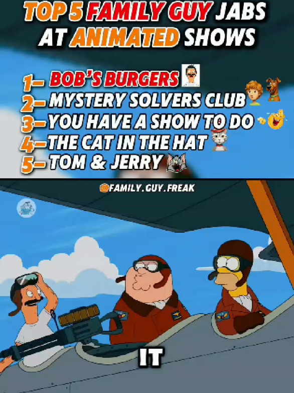TOP 5 FAMILY GUY JABS AT ANIMATED SHOWS  #tiktokusa #cartoon #petergriffin #comedia #top5 #familyguy #fyp #funny #tomjerry #thecat #simpsons 
