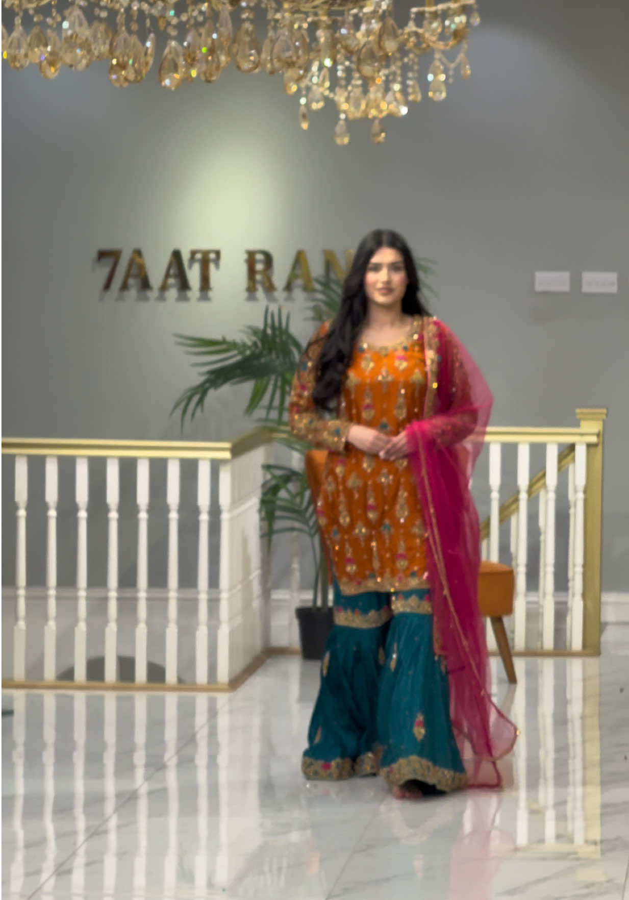 AMAZING BEAUTIFUL MEHENDI GHARARA STYLE OUTFIT BY 7AATRANG BRIDAL👀🤌🏻❤️#7aatrang #fyp #million #viral #bridal 