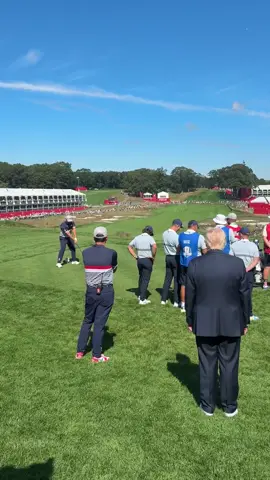 President Trump watches Bryson DeChambeau tee off at the Ryder Cup #djtiktok #djt #RyderCup #potus #teamusa ⛳️ 