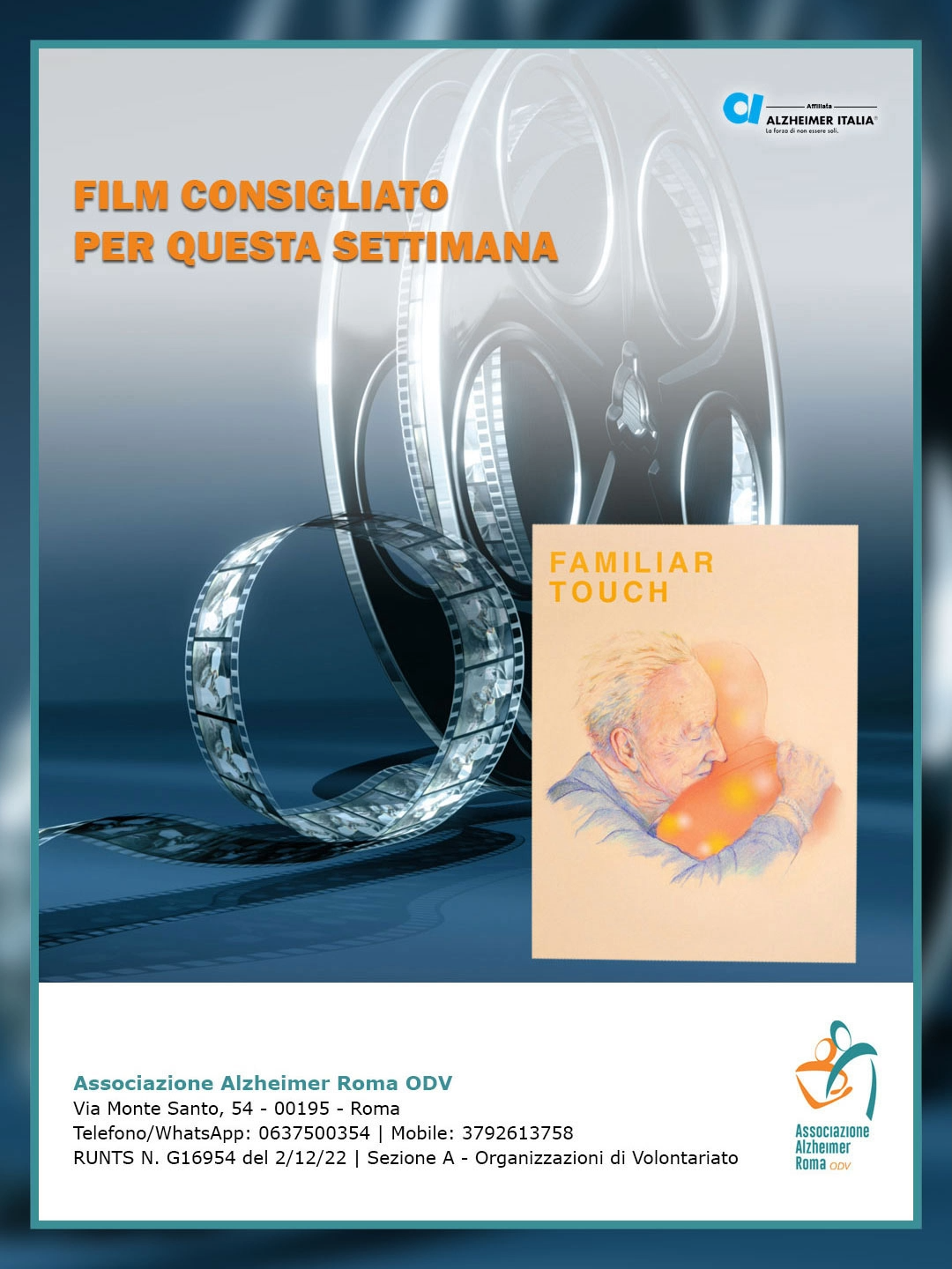 🎬✨ Al cinema con il cuore! La nostra Associazione Alzheimer Roma ha vissuto l’emozione dell’anteprima di “Familiar Touch” – un film delicato che parla di memoria, famiglia e cambiamento. Dal 25 settembre il film è nelle sale di tutta Italia: emozionati anche tu e condividi la tua storia! 💙 𝗩𝘂𝗼𝗶 𝘀𝗮𝗽𝗲𝗿𝗲 𝗰𝗼𝘀𝗮 𝗻𝗲 𝗽𝗲𝗻𝘀𝗶𝗮𝗺𝗼? Trova la recensione completa e tante riflessioni sulla nostra pagina web 👉 https://www.alzheimeroma.it/film-alzheimer/familiar-touch #FamiliarTouch #CinemaCheEmoziona #AlzheimerRoma #Memorie #FamilyMovie #DementiaAwareness #RecensioneFilm #perte #roma #alzheimeroma #alzheimer #AlzheimerWorldDay #museozoologiaroma #perteeeeeeeeeee #lazio #italia #viral #foryoupagе @ambra.le @maria.de.leonardi4 @saraangiolillo745 @luana.fatica @simona.delbene @giorgiadirollo @isabella.dirollo