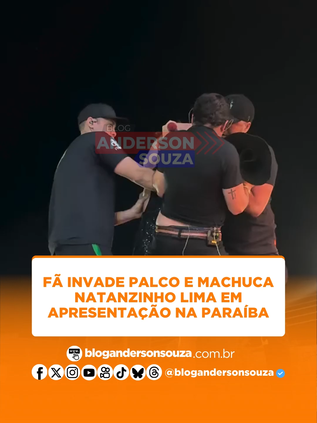 Fã invade palco e machuca Natanzinho Lima em apresentação na Paraíba