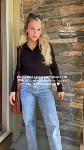 I’ve never been this in love with a pair of jeans before 😍 stretchy, flattering, and perfect for busy moms on the go!! #tiktokshopfalldealsforyou  #widelegjeans #momstyle #jeansoutfit #jeans 
