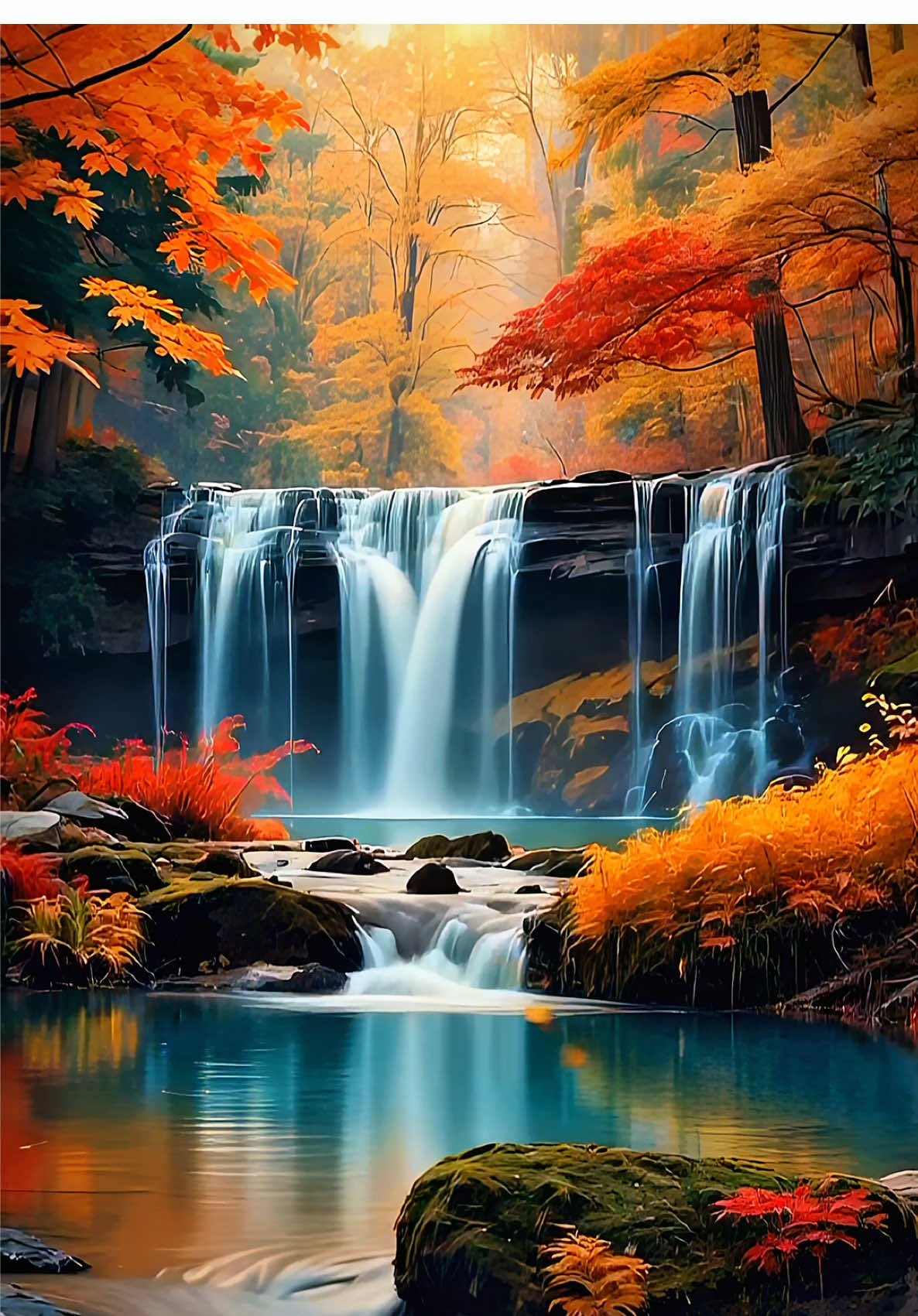 Live Wallpaper | The Song of Autumn - Golden Lake 🍁🧡 🍂✨ The forest sings the song of autumn — golden leaves drifting gently into a turquoise pool, where waterfalls whisper their secrets to the earth. This scene feels alive, like a living background, a timeless backdrop painted by nature itself. Captured in stunning 4K and HD, this live wallpaper brings the calm flow of water, the glow of fall colors, and the magic of the golden lake into your space. An autumn aesthetic that softens the noise of the world, inviting you to rest in its beauty. #wallpapers #livewallpapers #relaxingvideos #autumnaesthetic #waterfalls 