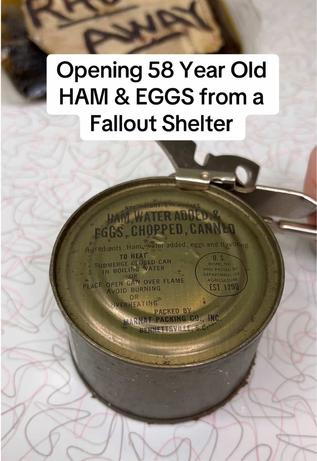 Opening 58 Year Old Can of Survival Ham & Eggs from a Fallout Shelter #fallout #mrsfallout #fallouttok 