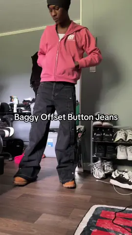 mnml Baggy Offset Button Denim Jeans #fyp #fashion #jeans 
