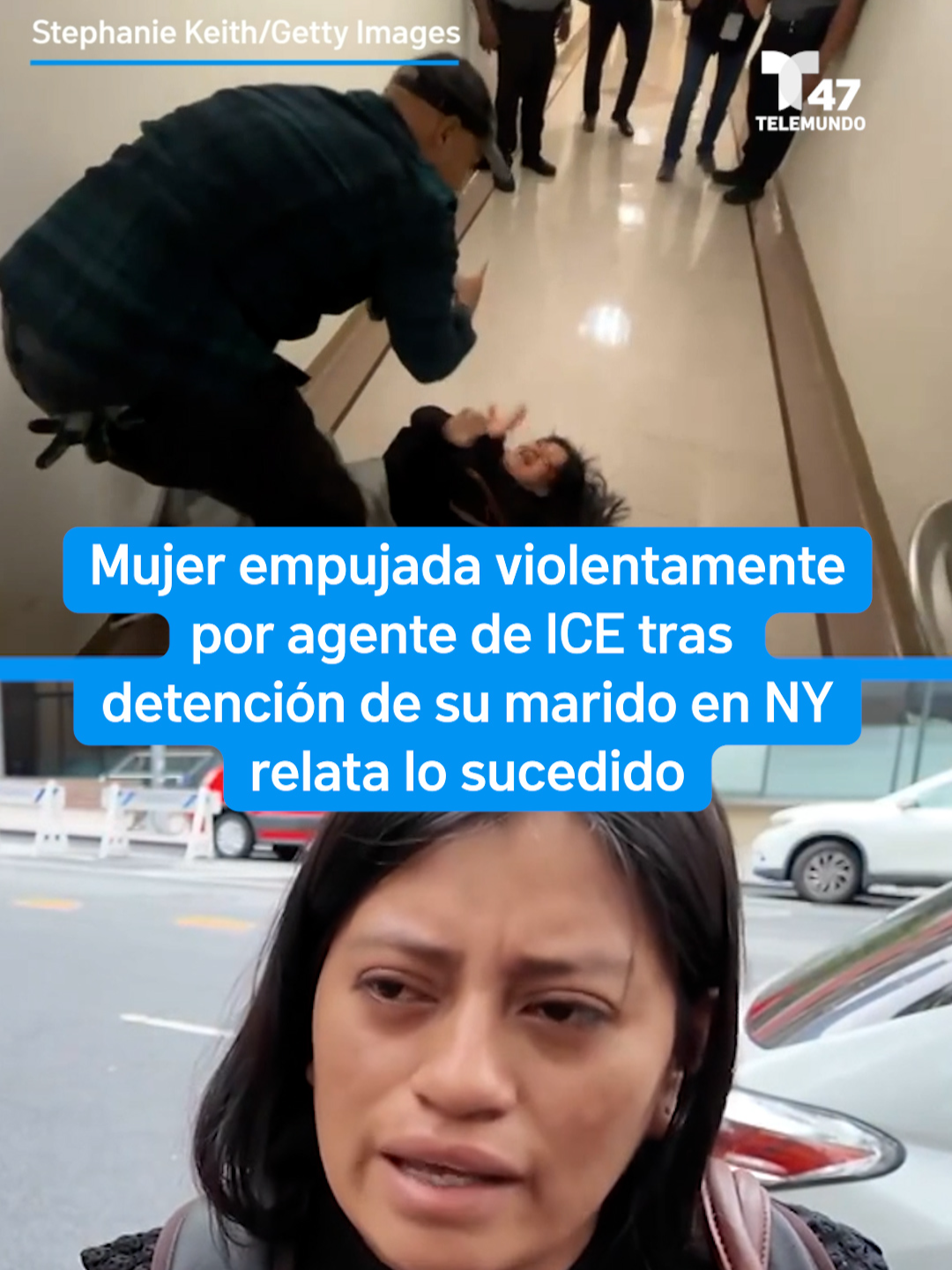 Una dramática escena se vivió en el edificio de Federal Plaza en Manhattan el 25 de septiembre 2025, cuando una mujer ecuatoriana fue empujada al suelo por un agente de ICE tras sus llantos de desesperación por la detención de su esposo. Mónica Elizabeth Moreta relató lo sucedido, diciendo en parte: “me cogió como un trapo viejo y me botó al piso”. #inmigracion #ice #nyc #noticias