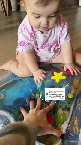 Replying to @Brandy✨BoyMomToBossMom🩷  Why did no one tell me they made these for babies?! 💧  Tummy time doesn’t have to be a fight anymore — this water mat makes it FUN while helping with strength, coordination & development.  Perfect for all ages and a total sanity saver for parents. 🙌  #tummytime #momhacks #tummytimeactivities #babytoys #babyproducts 