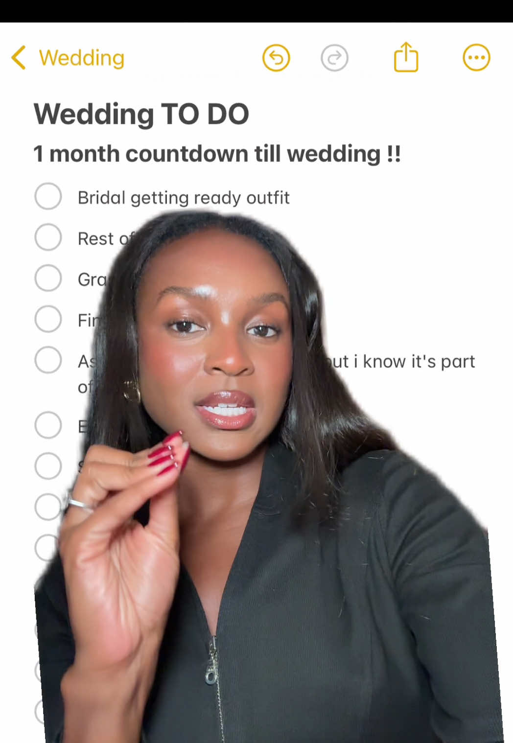 All that I have left to do 1 month till my wedding. I forgot the brunch outfit. #weddingplanning #weddingtodolist 