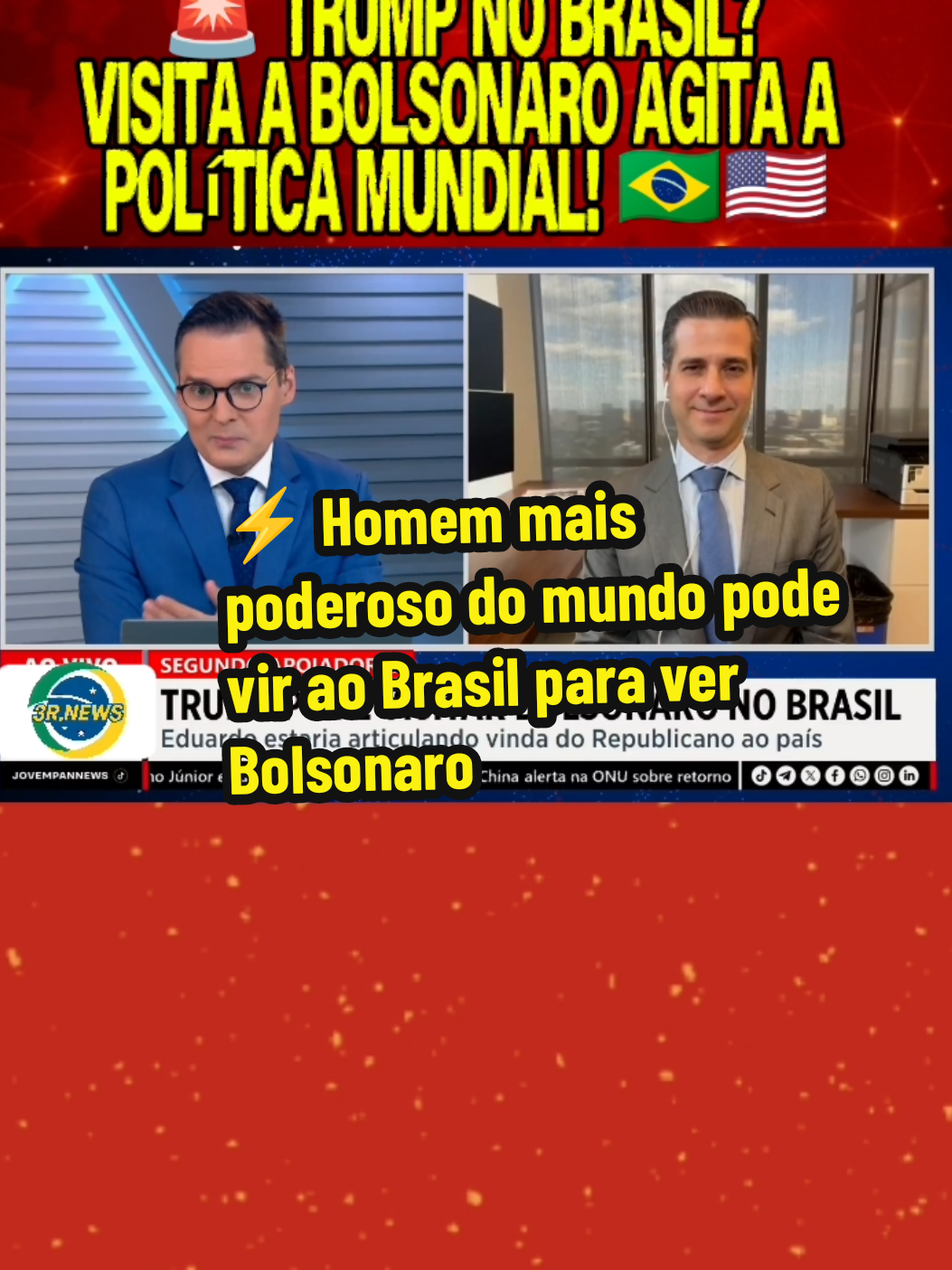 Donald Trump pode vir ao Brasil para visitar Jair Bolsonaro, segundo informações divulgadas pela Folha de S. Paulo. A viagem estaria sendo articulada com apoio de Eduardo Bolsonaro, que mantém forte ligação com o ex-presidente americano. Porém, aliados de Bolsonaro, como Fábio Wajngarten, afirmam que a ideia partiu de uma publicação pessoal e que não existe confirmação oficial. Ainda assim, a simples possibilidade do homem mais poderoso do mundo visitar um ex-presidente brasileiro movimenta os bastidores da política e desperta repercussão internacional. #noticias #politica #donaldtrump 