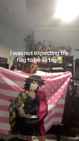 I am in love with this flag. I got it on TikTok shop #giyuutomioka #demonslayer #anime #infinitycastle #foryoupage 