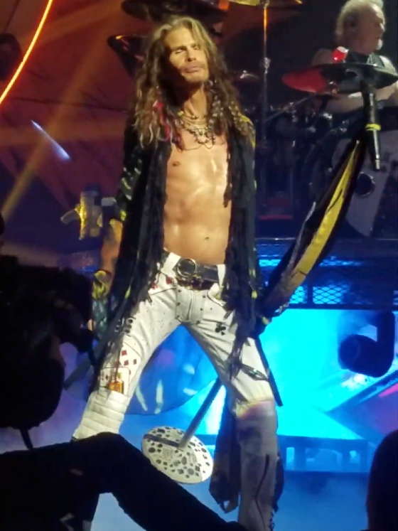 three young ladies in the school gym locker when I noticed they were lookin' at me... #steventyler #aerosmith #walkthisway #rockstar 