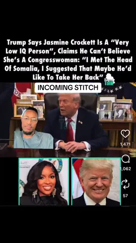 DONALD TRUMP CALLS JASMINE CROCKETT A LOW IQ INDIVIDUAL! #donaldtrump #trump #jasminecrockett #foryoupage #fyp 