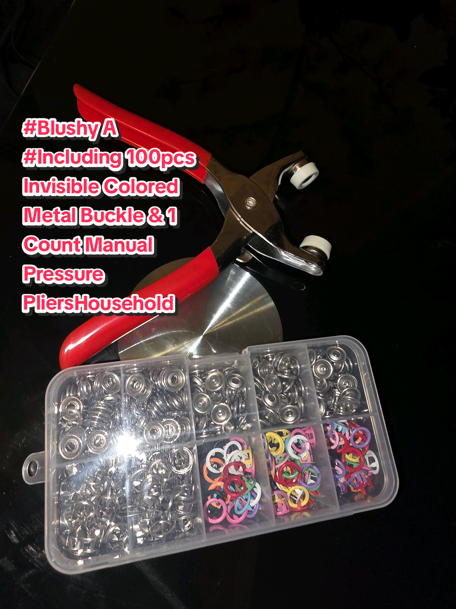 #Blushy A #Including 100pcs Invisible Colored Metal Buckle & 1 Count Manual Pressure Pliers,Household Sewing Accessories for DIY Handicraft Clothing & Hat,Buttons & Pliers Tool Kit,Seamless Stitching Sewing Kit Tools,Sewing Supplies Crafts. #tiktokshop 