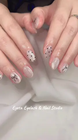 สีลูกแก้ว+โบว์+ลายจุดโพกาดอท = ส๊วยยยยย🤩 #nailart  #เล็บเจล  #fypシ  #ดันขึ้นฟีดที  #nail 