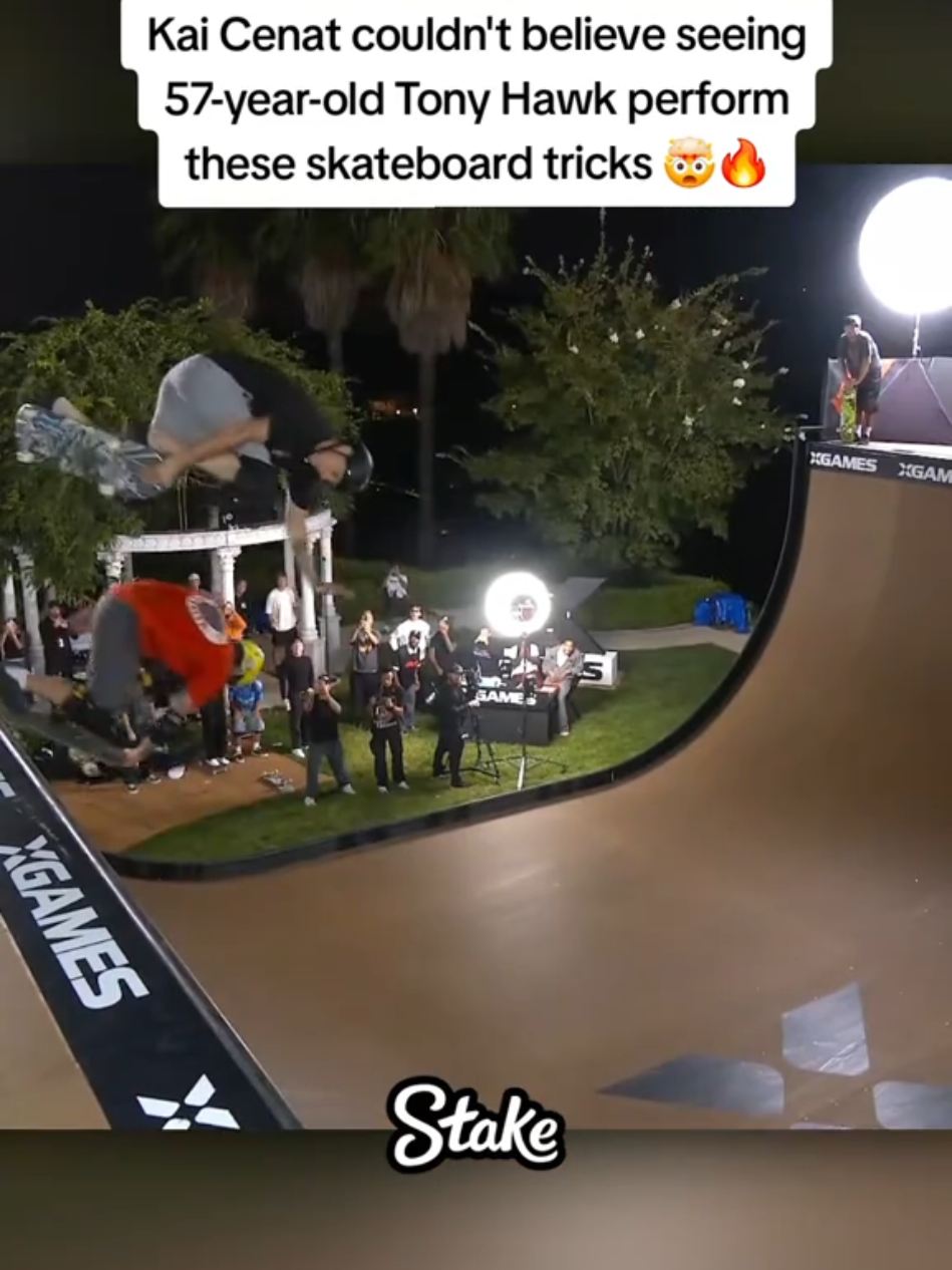 Kai Cenat couldn't believe seeing 57-year-old Tony Hawk perform these skateboard tricks 🤯🔥 #kaicenat #tonyhawk 
