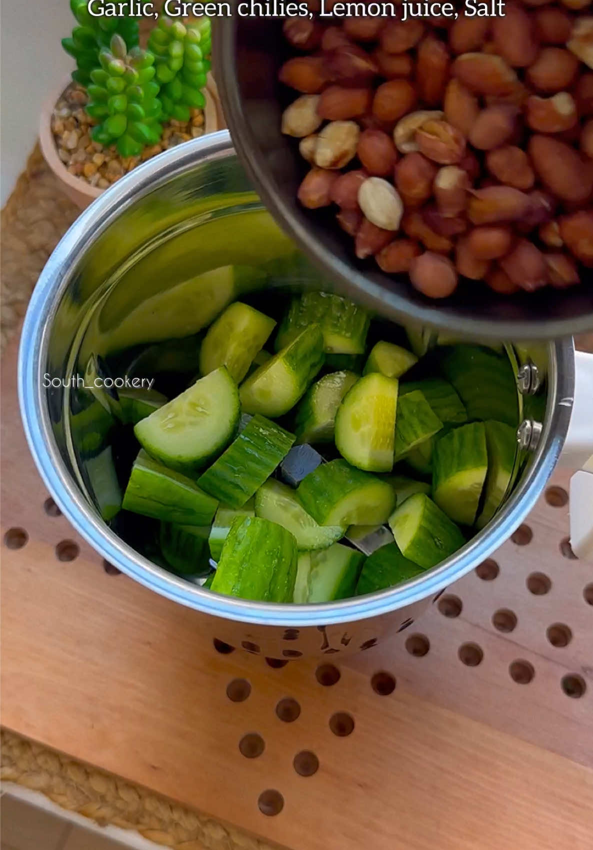 Have you tried this Chutney before⁉️ Summer Special Cool Cool Chutney 🥒 Cucumber chutney Cucumbers - 2 to 3 nos Roasted Peanuts - 1/4 cup Bengal gram - 2 tbsp Green chilies - 2 nos Garlic - 3 cloves  Cumin seeds - 1/2 tsp Lemon juice - 1 tbsp Salt - 1 tsp Grind it into a fine consistency  For tempering  Coconut oil - 2 tbsp Mustard seeds - 1 tsp Urad dal - 1 tsp Chana dal - 1 tsp Hing - 1/4 tsp Curry leaves Dried chillies - 2 nos Enjoy it with Idli, dosa, etc. #chutney #cucumber #idlichutney 