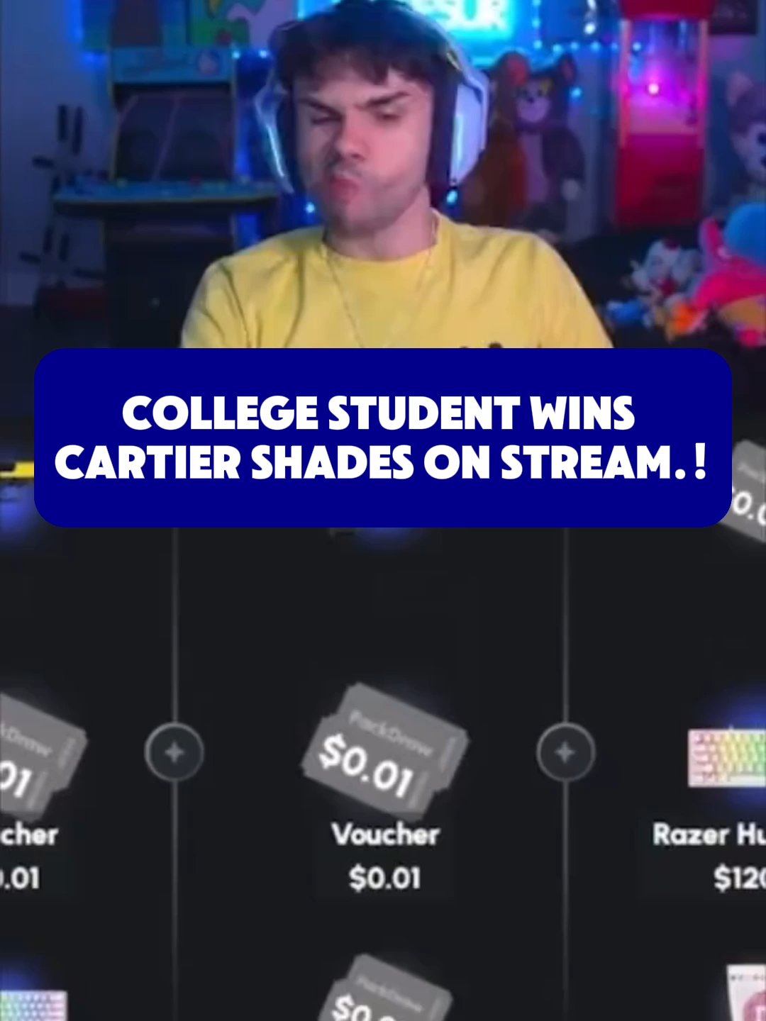 College student wins cartier shades on stream.!