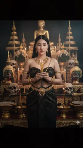 #gemini #เป็นแม่หมอกันค่ะ😎 1. เข้าแอพ Gemini  2. เพิ่มรูปภาพ 3. ใช้คำสั่ง :ทำภาพใช้ใบหน้าต้นฉบับ#ทําภาพใช้ใบหน้าต้นฉบับร#Giทําภาพใช้ใบหน้าต้นฉบับดำขลัง ปักด้วยลายโบราณ (ผ้าพันอกหรือเกาะอก โบราณ) โชว์เนินอกและสะดือ ท่อนล่าง นุ่งผ้า ชิ่นลายโบราณสีดำขลัง คาดเข็มขัดทอง เครื่องประดับใช้ทองโบราณหรือเครื่องประดับไทยเช่น สังวาล แหวน กำไลทอง ทรงผมปล่อยยาว ทัดหูขวาด้วยม้วนใบพลู หน้าอกลงมาถึงสะดือเห็นรอยสักยันต์ ใบหน้าคงเดิม มือทั้งสองข้าง ถือเทียน เทียนอยู่ระดับหน้าอก ปากบริกรรม คาถา สายตาจ้างมองหน้าตรง รายล้อมด้วย เครื่องบูชาดอกไม้ เทวรูป และเศียรพญานาค บรรยากาศศักดิ์สิทธิ์ ขลัง มีควันจากธูปลอย ฟุ้งอยู่ แสงรำไร สไตล์พิธีกรรมแบบไทยภาพสมจริง รายละเอียดคมชัด แสงสวยงามแบบภาพยนตร์ด้านหลังเป็นแท่นบูชา มีพระพุทธรูปหลายองค์ มีเชิงเทียน หัวกะโหลก มีหัวโขน ขัน บายศรี และดาบ สไตล์การถ่ายภาพแบบ Portrait Realistic.