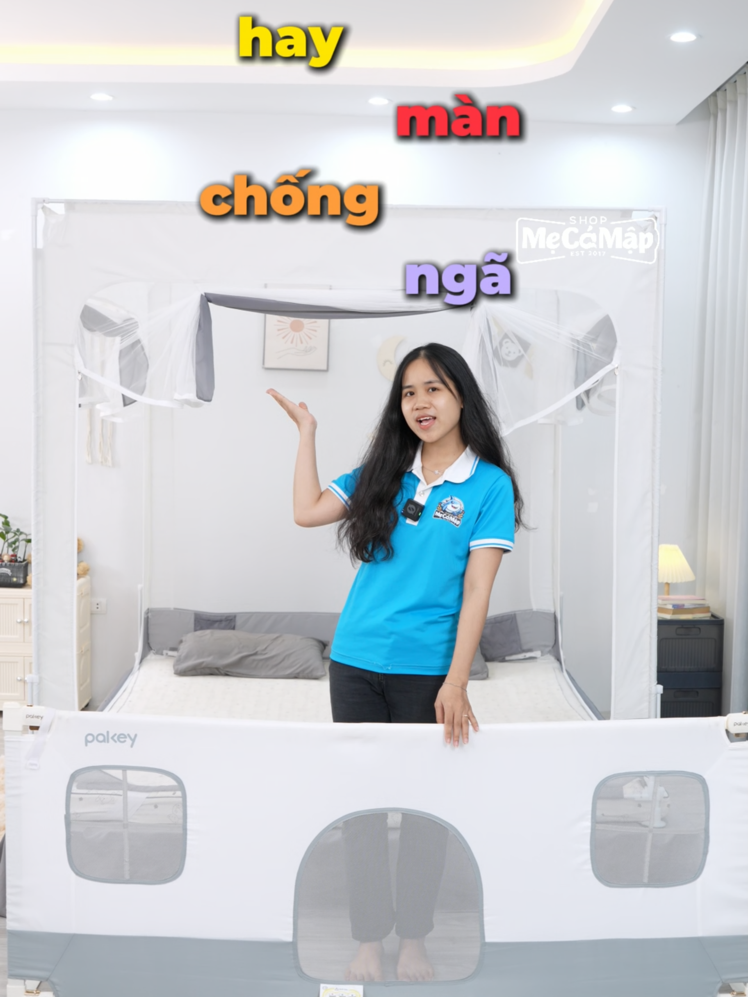 Thanh chắn giường hay màn chống ngã?  Ba mẹ đã biết sản phẩm nào phù hợp cho bé nhà mình chưa?  Inbox cho mẹ Cá để được hỗ trợ tư vấn nhaaa #xuhuong #mevabe #manchongnga #thanhchangiuong