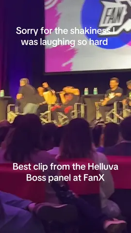 Moxie hits Blitzo, Fiz is choking moxie, Millie offs Fiz, Stolas offs himself, and Blitzo takes stolas’s phone! Is was crazy and so funny!! I can’t believe I got to meet Alex, and see all of these voice actors!! I love FanX #fanx #helluvaboss #brandonrogers #alexbrightman #fyp @Alex Brightman @Brandon Rogers @richardhorvitzwor @Bryce Pinkham @FanX Comic Conventions @Danny Motta 