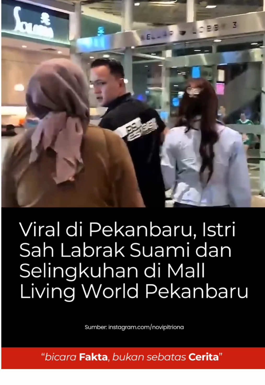 Fenomena sosial kembali jadi sorotan warganet. Sebuah video yang diunggah akun Instagram Novi Pitriona memperlihatkan momen dirinya menegur langsung pasangannya di Mall Living World Pekanbaru. Aksi ini direkam dan diunggah langsung ke Instagram pribadi miliknya, hingga viral di sosial media.   Warganet pun ramai-ramai ikut berkomentar, sebagian mendukung langkah berani Novi… Gimana menurut kalian Wak? Caklah komen dibawah nih dulu… #pahamwak #pekanbaru #pekanbaruhits #pekanbaruinfo #pekanbaruriau #pekanbarucity #pekanbaruviral #selingkuhan #istrisah #istrilabraksuami #livingworldpekanbaru #novipitriona #ketahuanselingkuh 