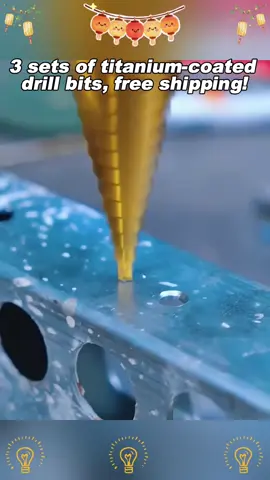 3 - piece step drill bit set is super great! Titanium coated, high - speed steel, suitable for drilling and cutting aluminum, wood, plastic, multi - size holes, loved by DIY lovers✨#StepDrillBitSet #TitaniumCoatedDrill#tiktok #TikTokShop #fyp                