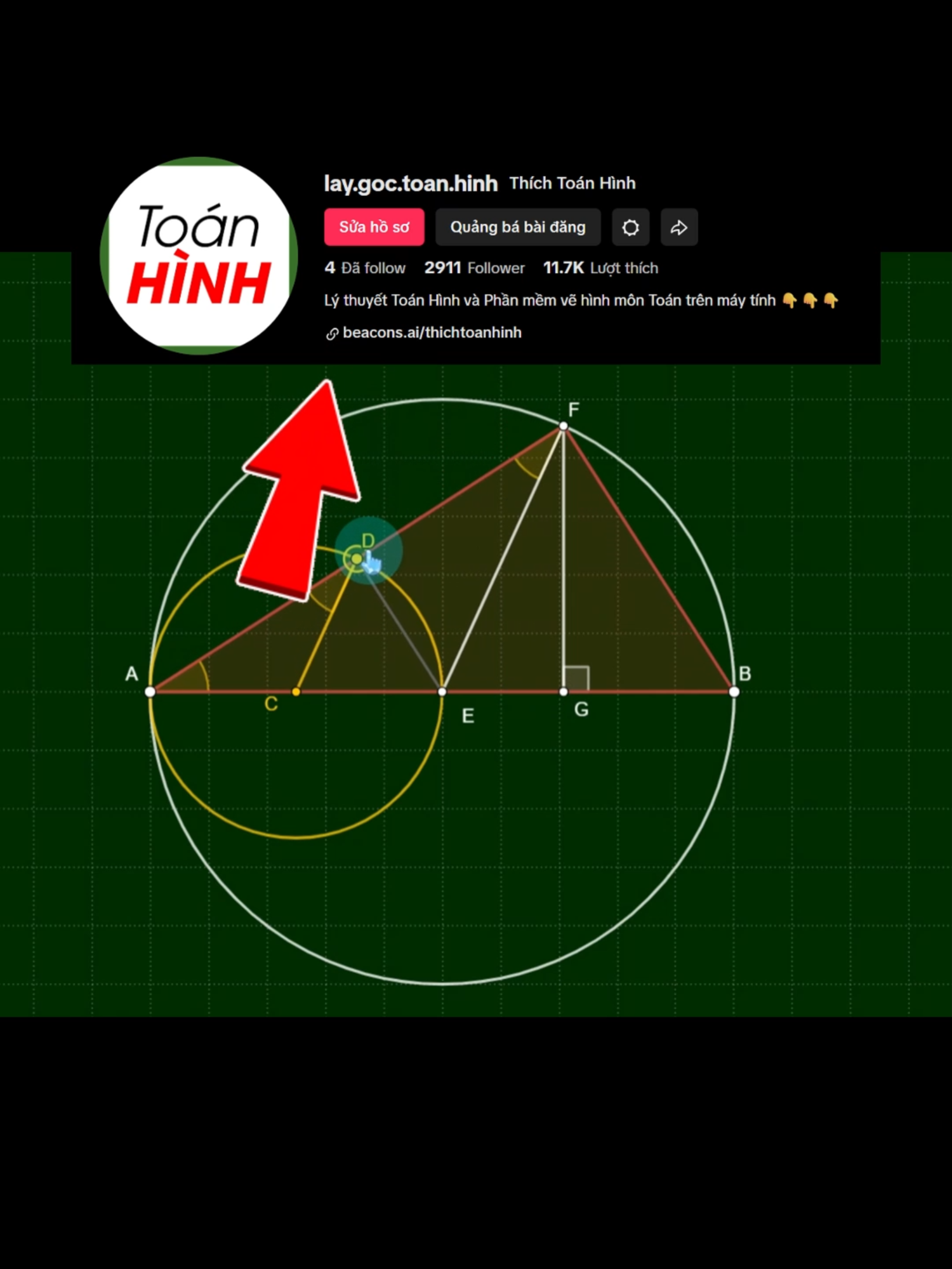 dùng geogebra giải bài toán hình tìm điều kiện về đường tròn lớp 9 #toan #toanhinh #thcs #geogebra #EduTok #LearnOnTikTok