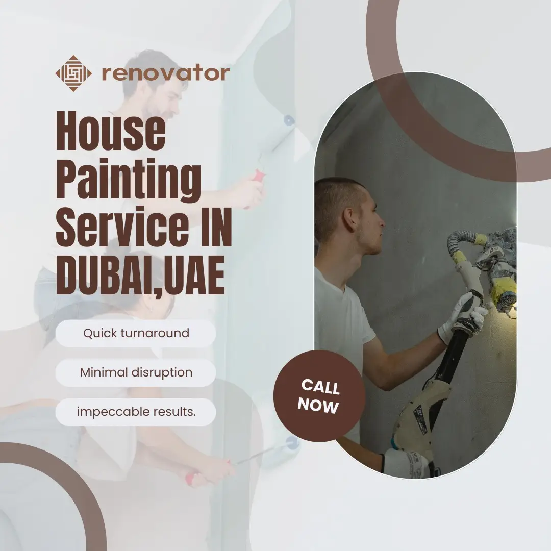 Give your home a fresh, new look with Renovator's expert house painting services in Dubai! From picking the perfect color to flawless custom finishes, we handle everything. Our services include: Color Consultation: We help you choose the ideal shades for your space. Surface Preparation: We ensure a smooth, lasting finish. Custom Finishes: We create unique looks tailored to your style. Paint Restoration: We can bring old walls back to life. Ready for a change? Contact us for a free quote! #paintingservices  #homemakeover  #wallpaint  #interiordesign  #dubaihomes 
