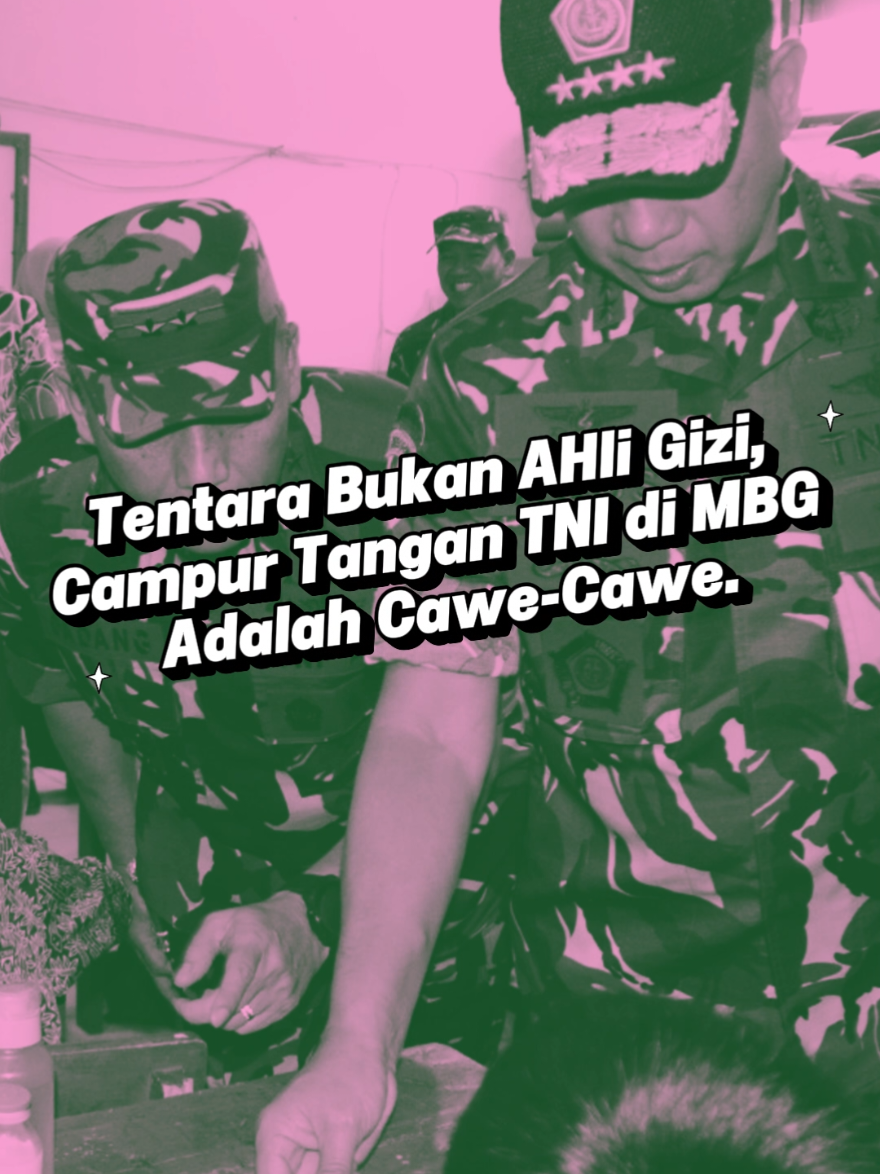 🚨Tentara Bukan Ahli Gizi! 🚨 Ribuan anak Indonesia keracunan massal akibat Program Makan Bergizi Gratis (MBG). Data resmi: 5.914 kasus hingga September 2025 di 16 provinsi. Masalahnya? 📌 Badan Gizi Nasional (BGN) dibajak TNI – kursi strategis ditempati purnawirawan jenderal. 📌 Tentara bukan ahli gizi, tapi ngurus dapur dan distribusi makanan. 📌 Komisi IX DPR sudah ingatkan risiko korupsi & lemahnya pengawasan. 📌 Fakta lapangan: makanan tak layak konsumsi, ribuan siswa keracunan di Bandung Barat. 👉 Campur tangan militer dalam urusan sipil adalah bencana. Ini bukan pertahanan negara, tapi ancaman nyata bagi generasi muda. 🔴 Saatnya kembalikan urusan gizi ke ahlinya – nutrisi bukan urusan tentara! #MBG #BGN #SupremasiSipil #ReformasiDikorupsi #MiliterBersipil 