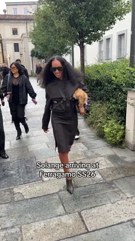 Solange arrives at the @FERRAGAMO SS26 show during Milan Fashion Week ‼️#DazedFashionTV #TikTokFashion #MFW #Ferragamo #Solange 