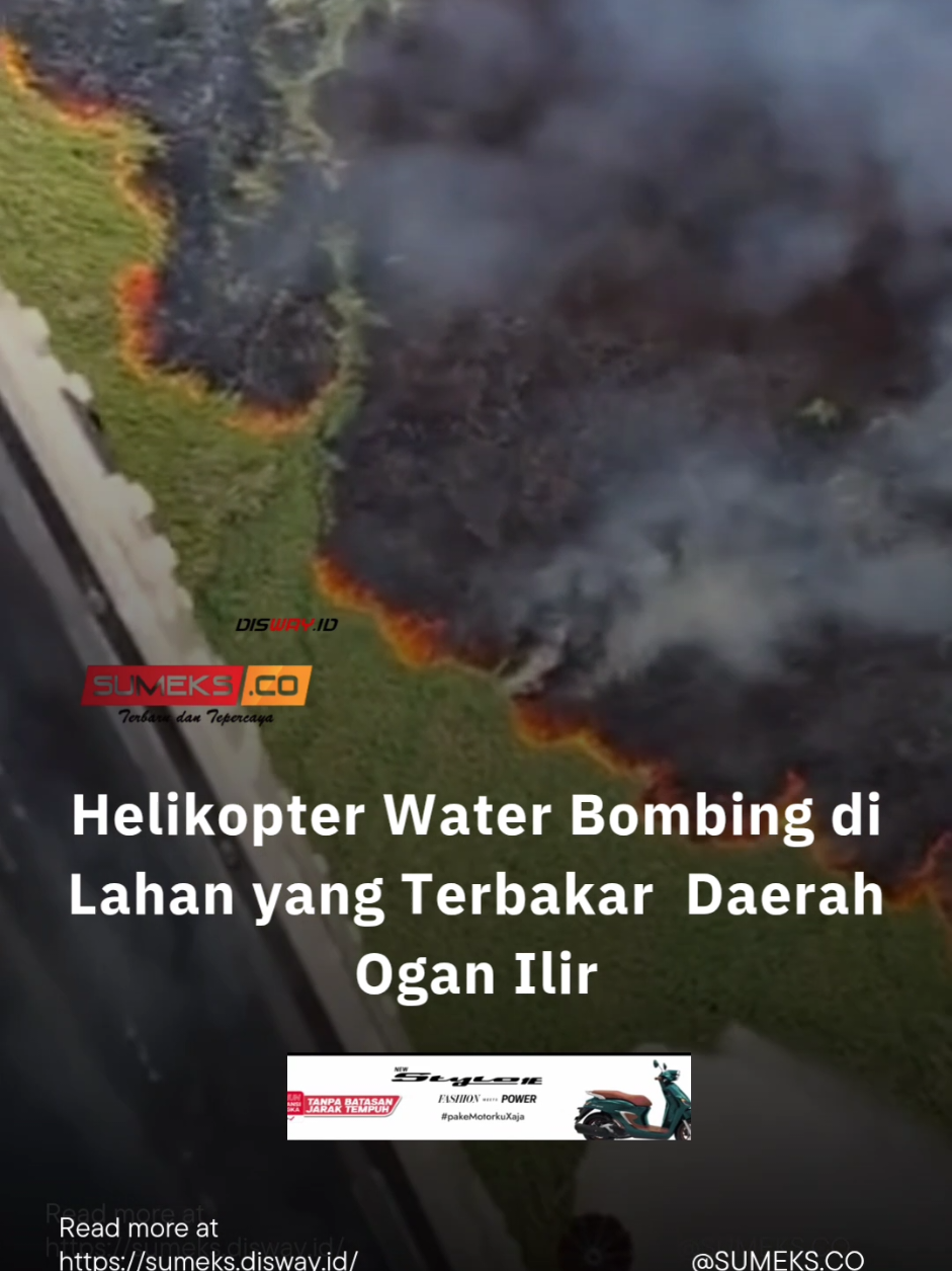 Helikopter Water Bombing di Lahan yang Terbakar  Daerah Ogan Ilir #oganilir #palembang #fyp #viral #sumsel 