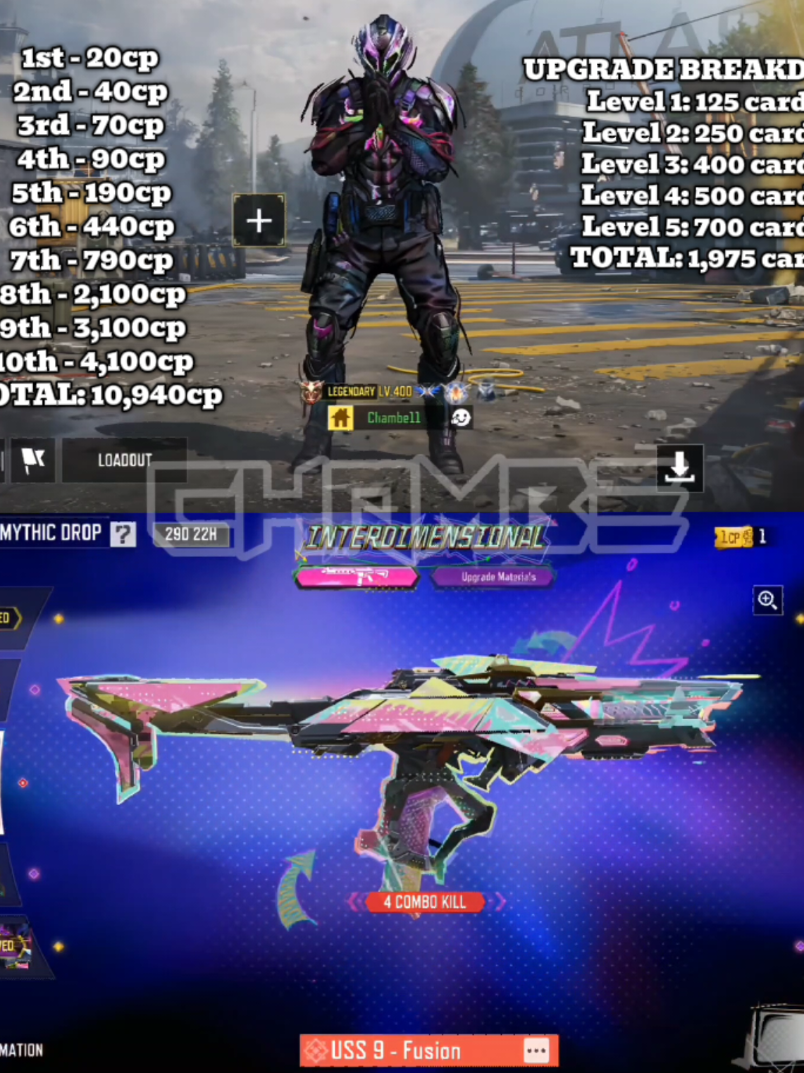 INTERDIMESIONAL MYTHIC DROP & UPGRADE BREAKDOWN 🟣 MYTHIC USS9 - FUSION 🟣 Bulldozer - Dark Star #chambecodm #codm #codmgarena #mythicuss9 #breakdown 