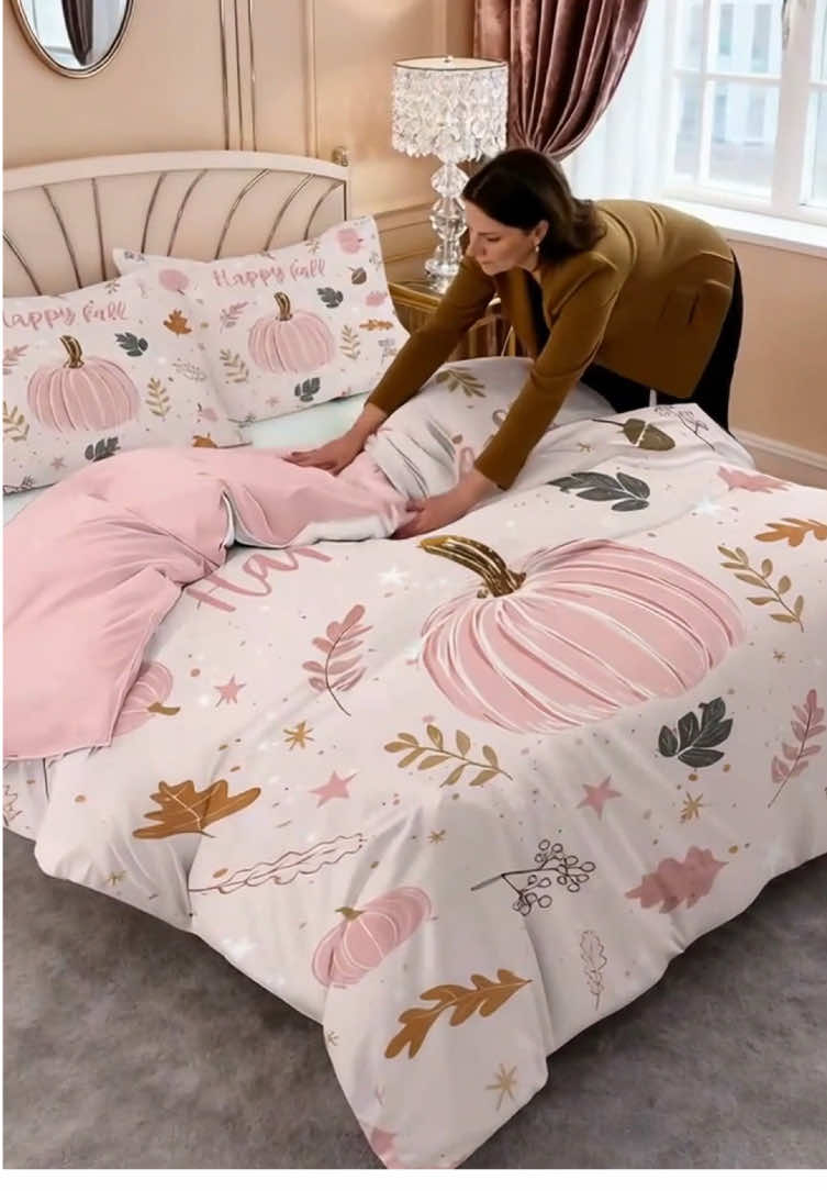 💖 Fan-Styled Bedding Reveal! 💖#HomeDecor #BeddingSet#fyp#autumncozychallenge 