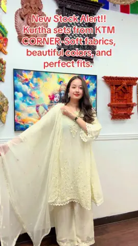Our Kurtha Sets have finally arrived – just in time for Dashain & Tihar! Celebrate the festivities looking your best – traditional, comfy, and festive all in one. Just like our gorgeous model @White Lead🤍                              Visit KTM CORNER and shop today. #ktmcorner #nepaleseincanada🇨🇦 #dashain #foryoupage #kurtha 