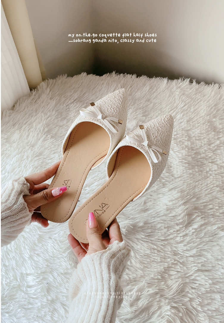 my on-the-go coquette flat half shoes—sobrang ganda nito, classy and cute!✨🍒 #halfshoes #flatshoes #flatshoesforwomen #footwear #trendingshoes 